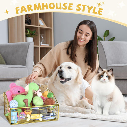 Kaiferty Cesta indestructible de juguetes para perros, caja de jugu...