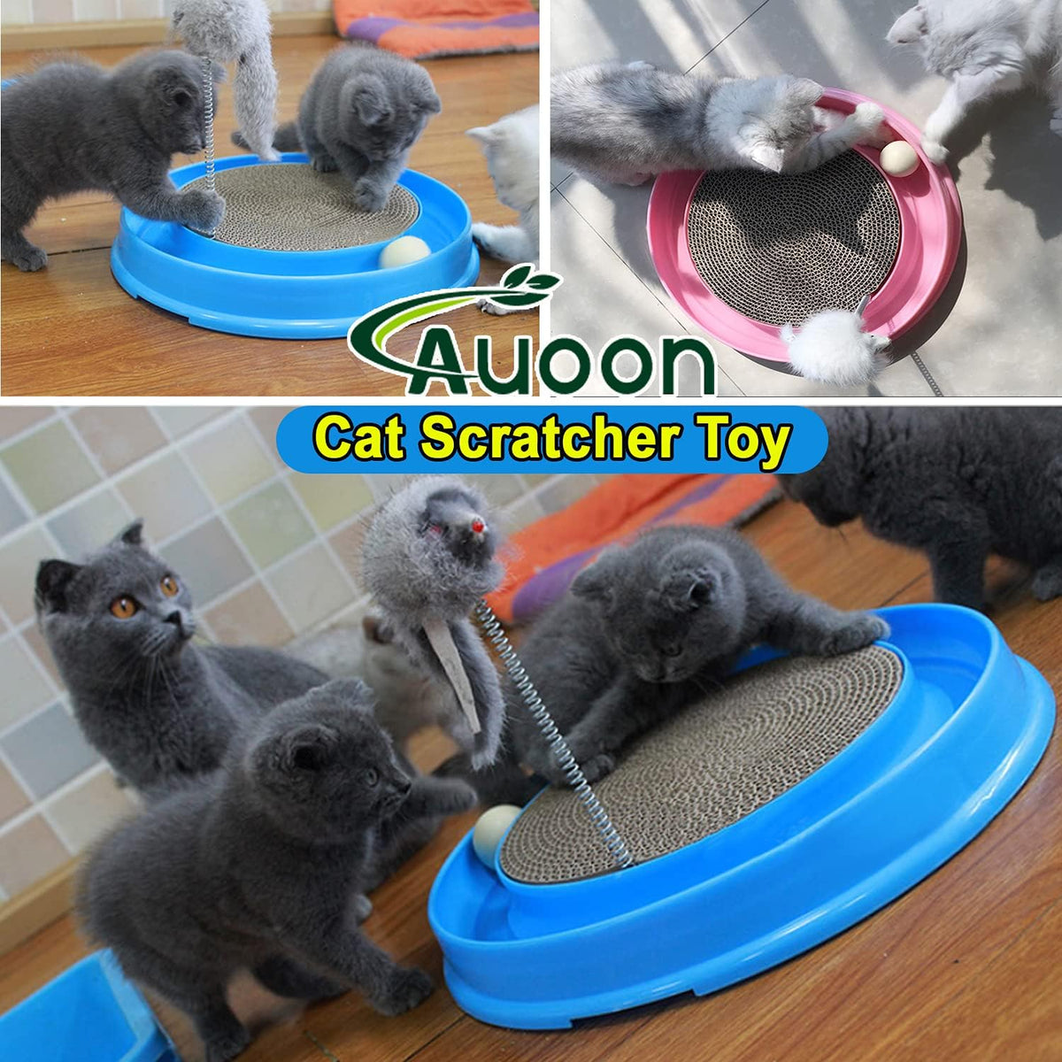 AUOON - Juguete rascador para gatos con pista de bolas para gatos d...