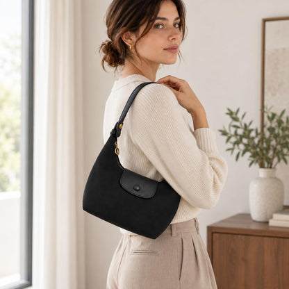 Bolsos cruzados de gamuza para mujer, bolso de bola de masa con hom...