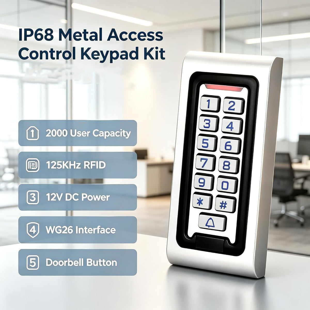 Kit de sistema de control de acceso, cerradura magnética de 180 kg\...