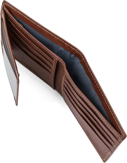 Timberland Billetera plegable de cuero para hombre, color coñac, ta...