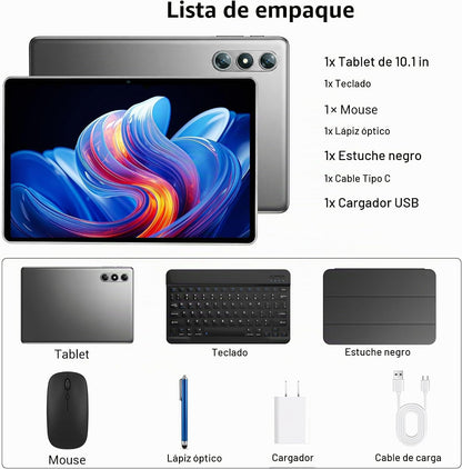 NextCheer Tablet Android 16 de 10.1" con teclado, 30 GB de RAM...