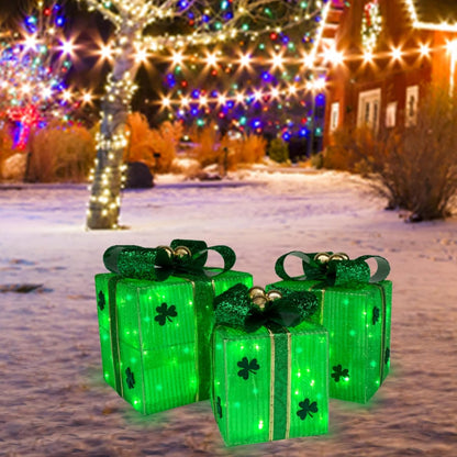 Juego de 3 cajas de regalo iluminadas para decoración de jardín, re...