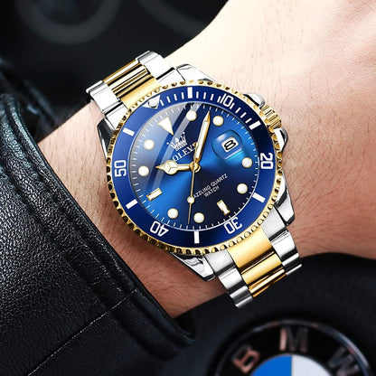 OLEVS Relojes de lujo para hombres grandes de acero inoxidable resi...