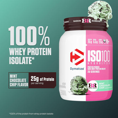 Dymatize Proteína en polvo ISO100, 100% aislado de suero, chispas d...