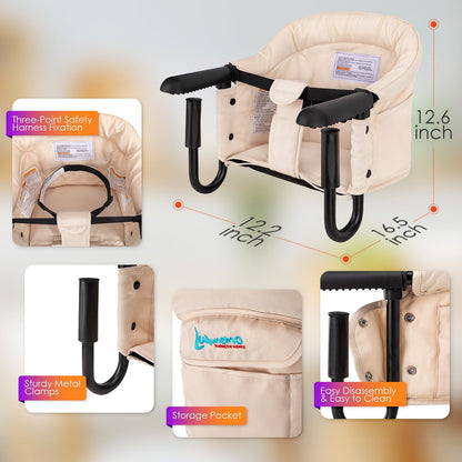 Silla de bebé de enganchar, silla alta plegable portátil para bebés...