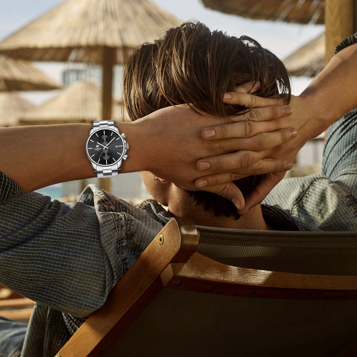GOLDEN HOUR Fashion Business - Relojes para hombre con cronógrafo,...