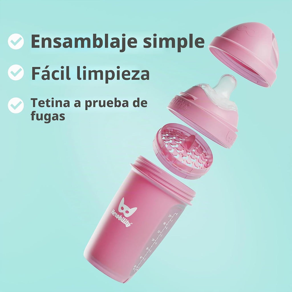 Herobility Biberones anticólicos de 5 fl oz\/4.7 fl oz, paquete de...