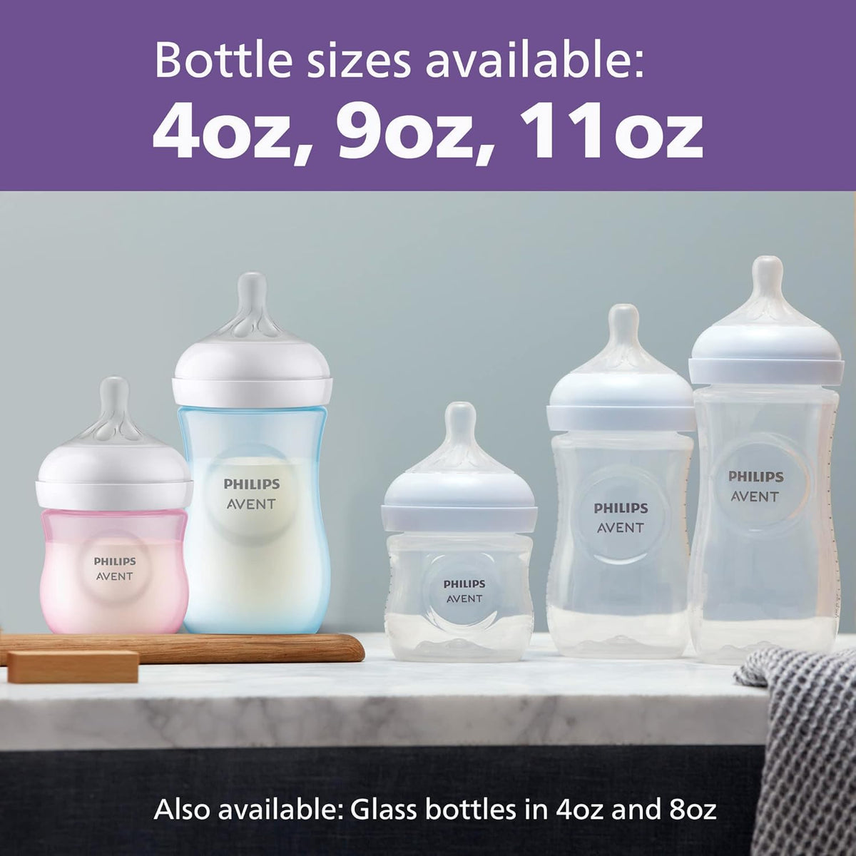 Philips Avent Biberones naturales, flujo medio, 9 onzas, sin BPA, p...