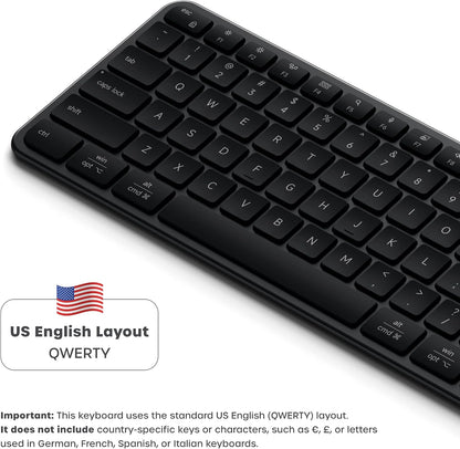 Satechi Teclado inalámbrico Slim EX3, Bluetooth y 2.4 GHz, negro es...