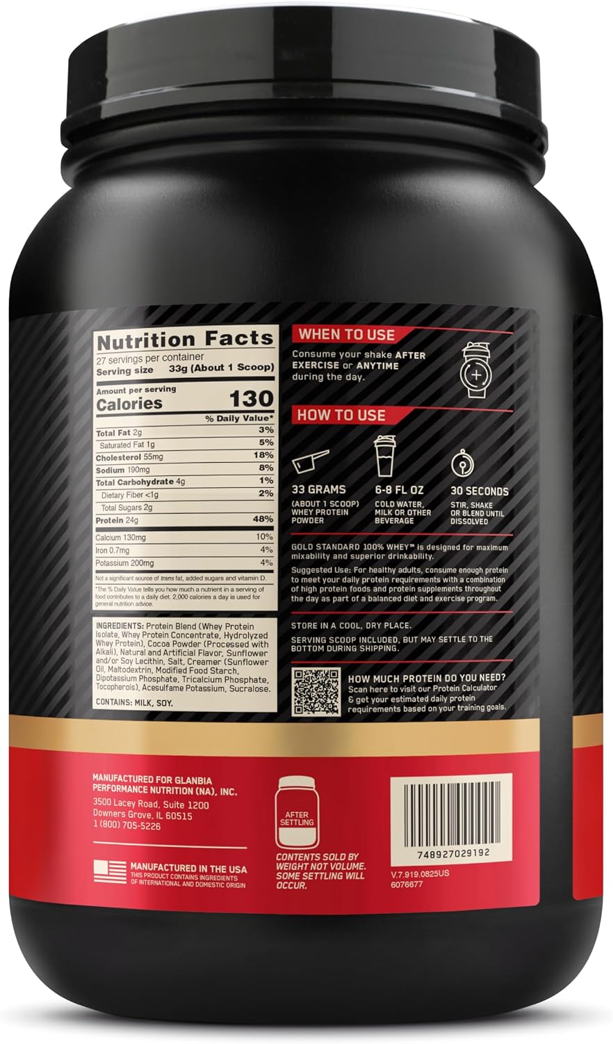 Optimum Nutrition Gold Standard 100% proteína de suero en polvo, ma...
