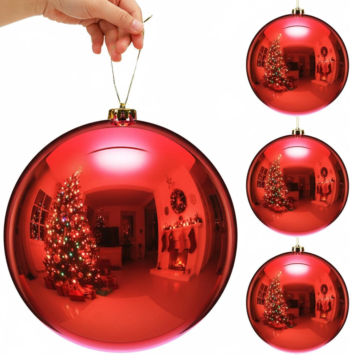 Zubebe 4 piezas Adornos de bola de Navidad extra grandes de 8'...