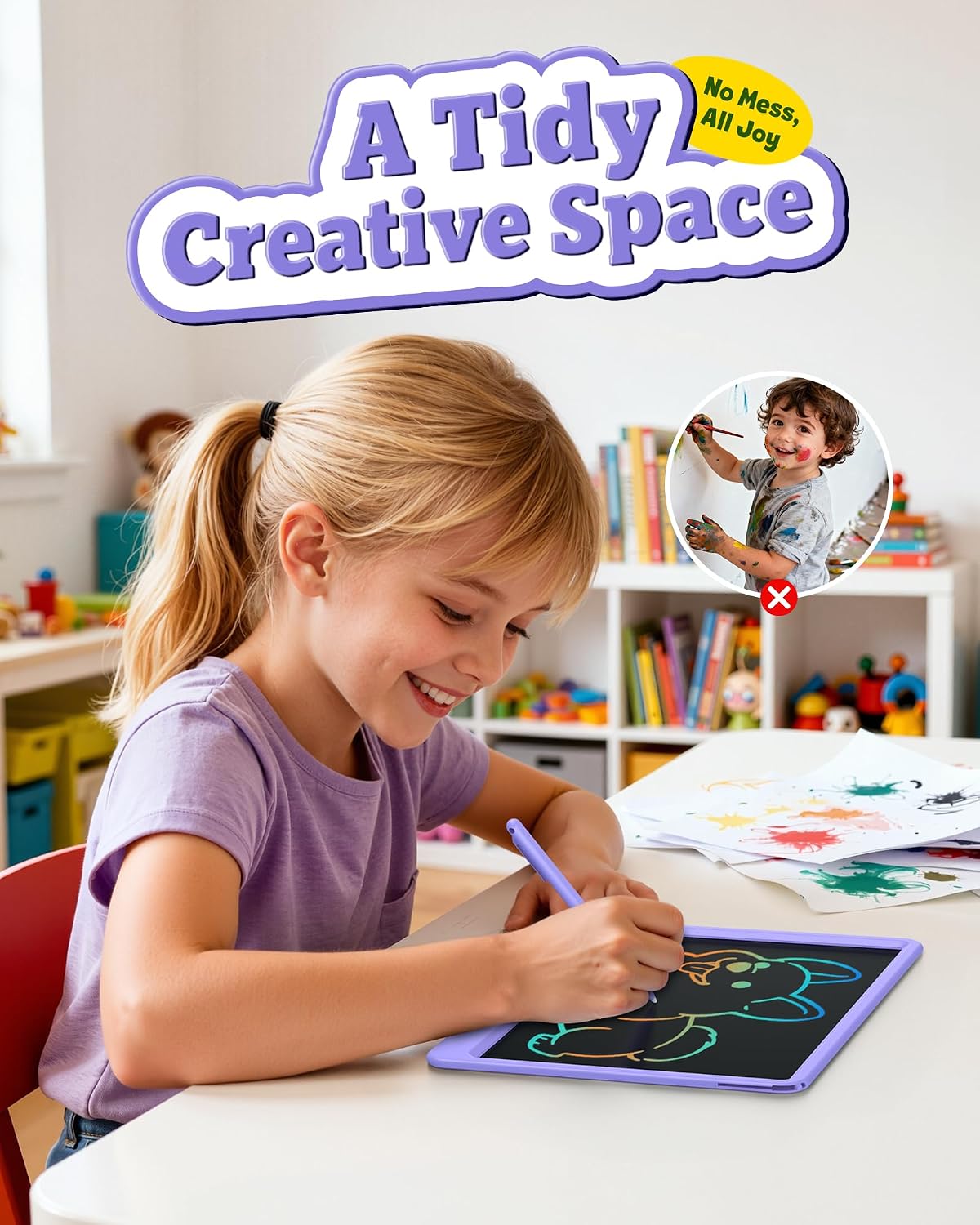 Bravokids Tableta de escritura LCD de 12 pulgadas para niños de 3 a...