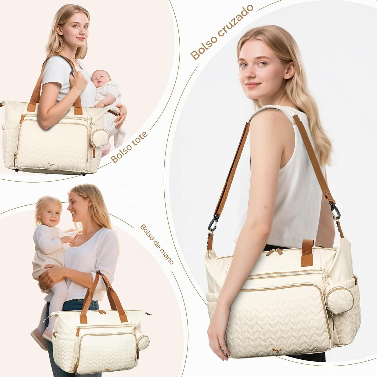 Tonyeee Bolsa de pañales, bolso grande del hospital del bebé para l...