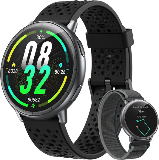 Reloj inteligente para hombres y mujeres, GPS integrado, pantalla A...