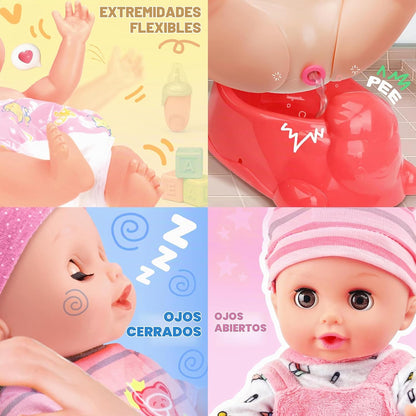 SMILESSKIDDO Muñeca bebé de 14 pulgadas para niñas pequeñas con acc...
