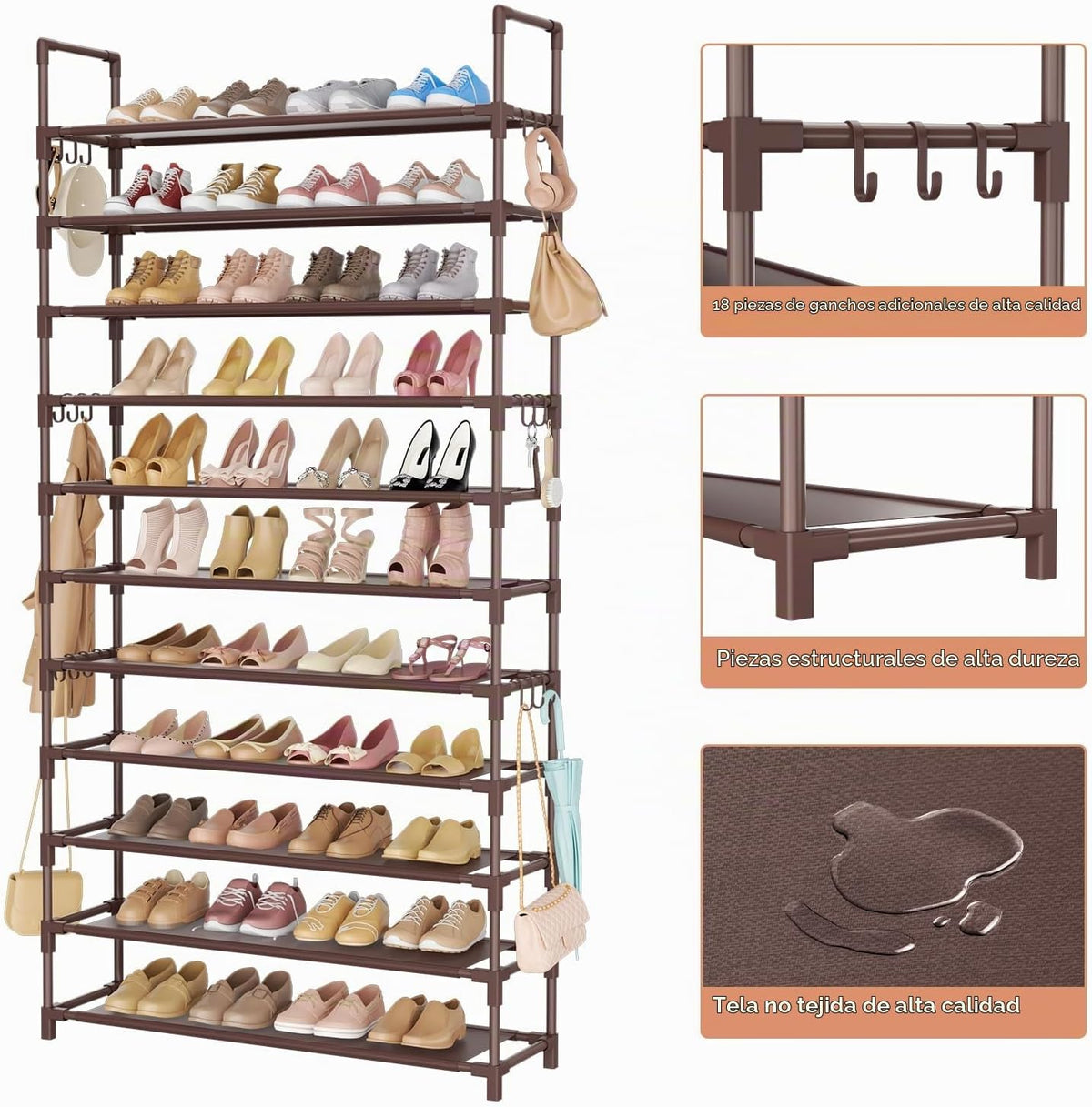 LANTEFUL Estante Alto de 11 Niveles para Zapatos Sostiene 55 Pares...