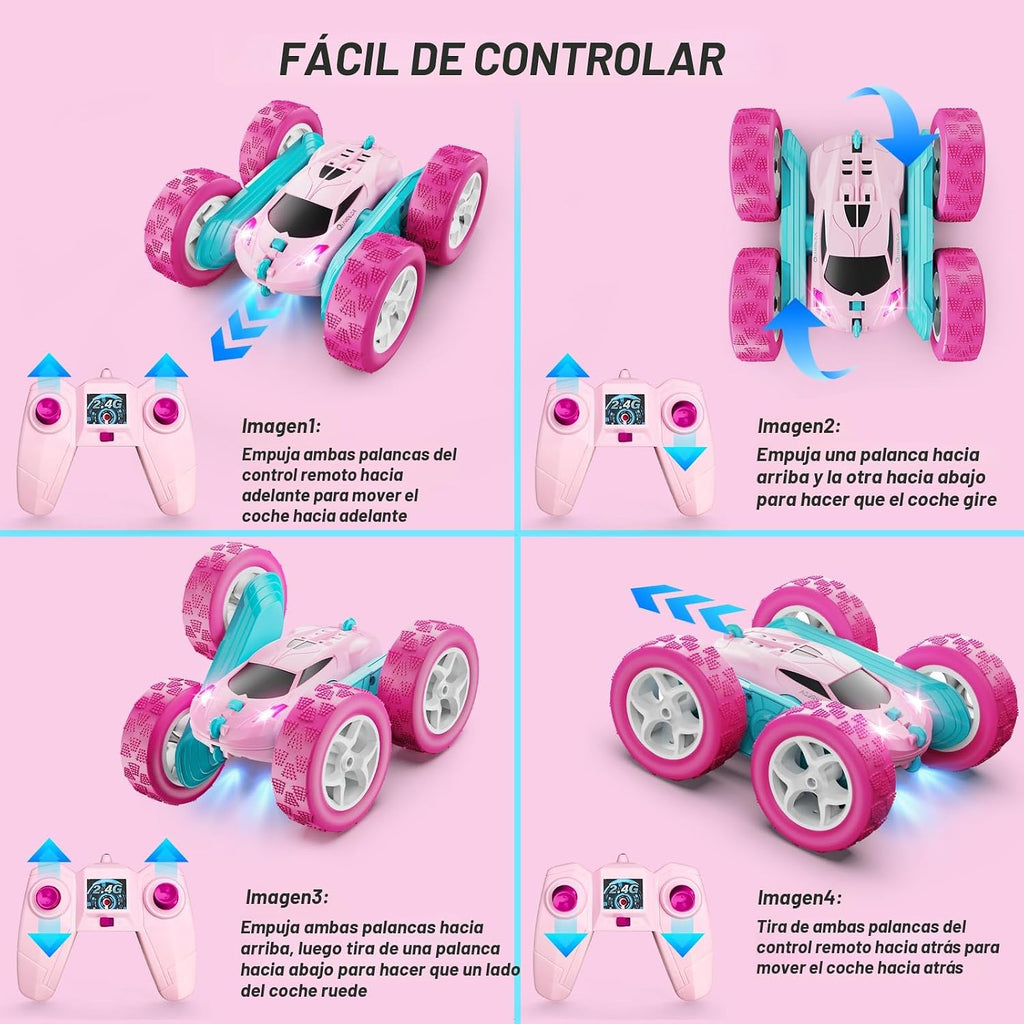 QUNREDA Coches de control remoto rosa para niñas, 2.4 GHZ, auto de...