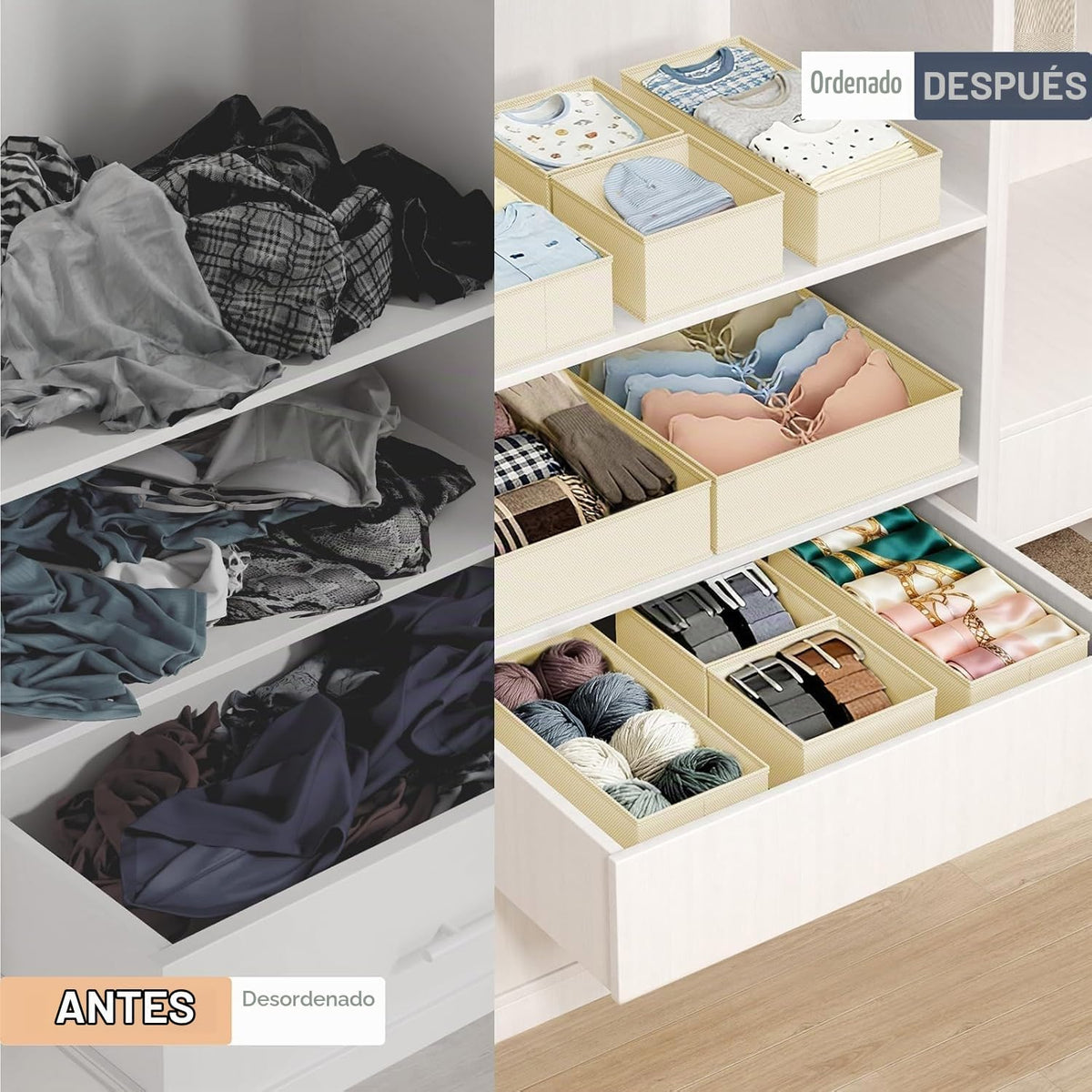 DIMJ Organizador de cajones para ropa, paquete de 28 unidades, orga...