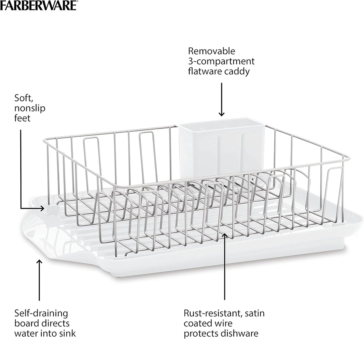 Farberware Escurreplatos clásico grande resistente a la corrosión c...
