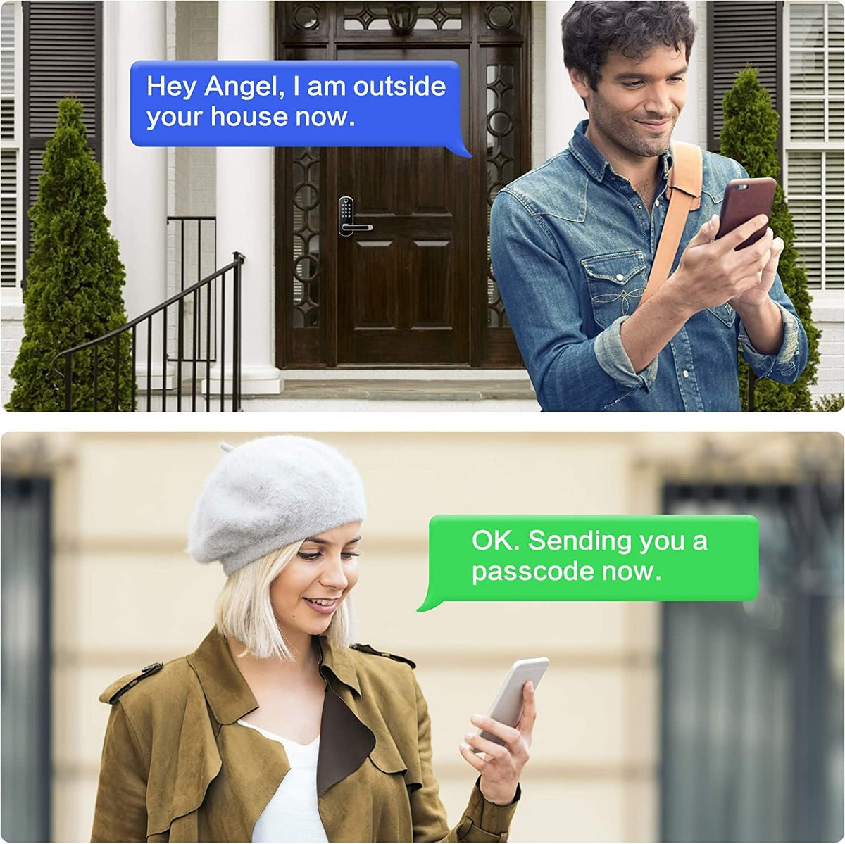 Cerradura de puerta inteligente con huella digital con asa y teclad...