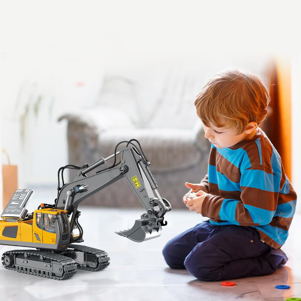 Dwi Dowellin Excavadora de control remoto juguetes para niños, exca...