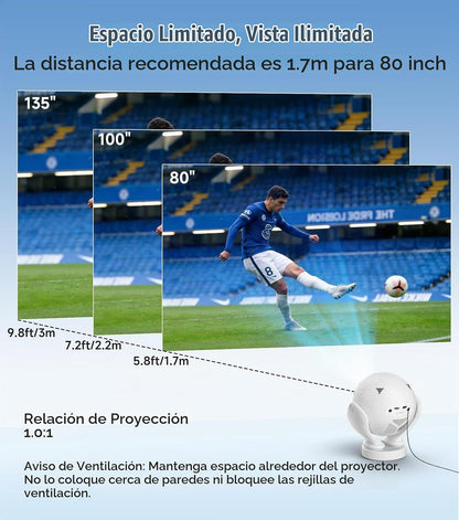 Proyector inteligente con WiFi y Bluetooth, proyector de soporte na...