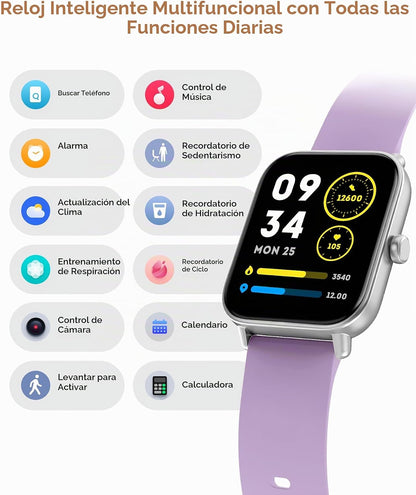 Reloj inteligente para mujeres\/hombres, llamadas Bluetooth, Alexa...