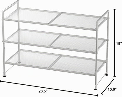 Simple Houseware Zapatero apilable de malla de 3 niveles, color pla...