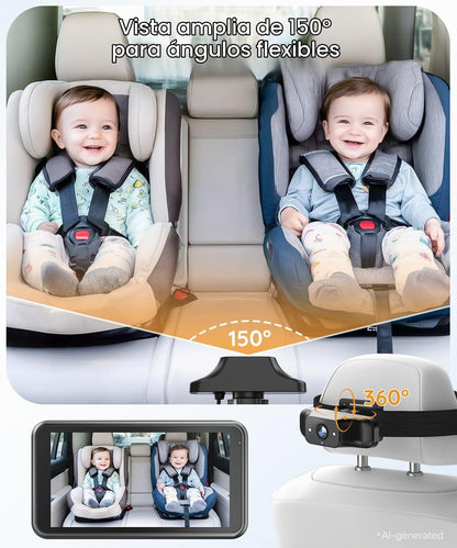Babyvue BC1 - Cámara de coche para bebé, monitor 1080P de 4.5 pulga...