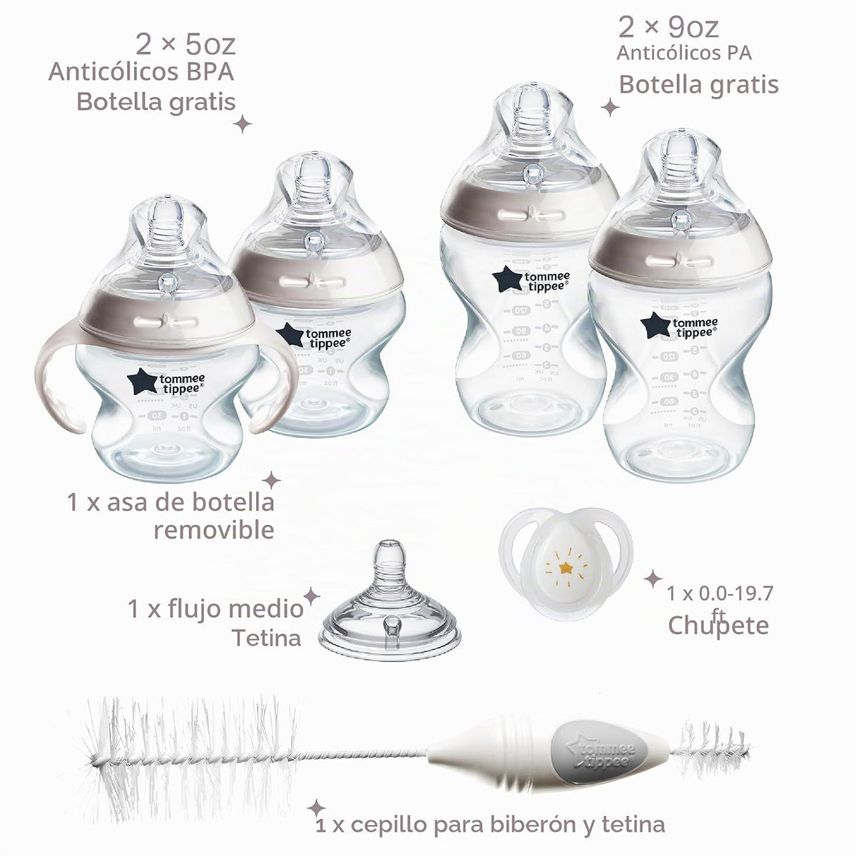 Tommee Tippee Natural Start - Juego de 8 biberones y chupones para...
