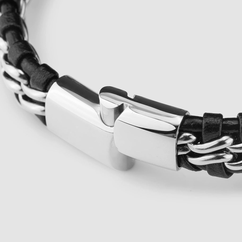 SERASAR | Pulsera de cuero genuino de primera calidad [acero] para...