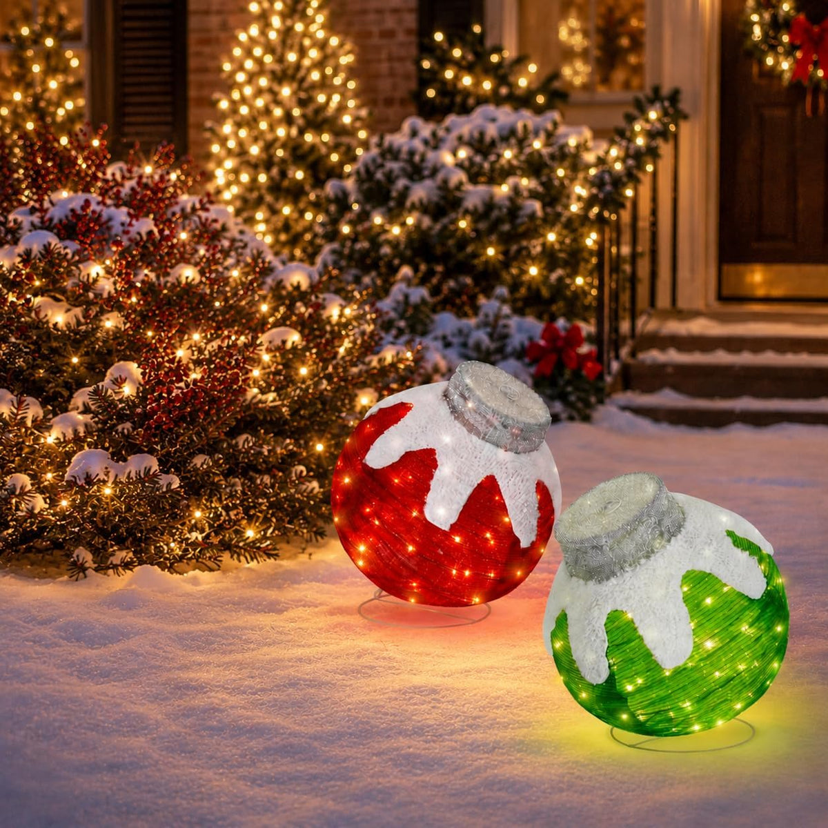 Tngan 2 adornos de Navidad para exteriores, decoración de bolas nav...
