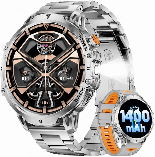 LIGE Relojes inteligentes militares para hombres (2 bandas), pantal...