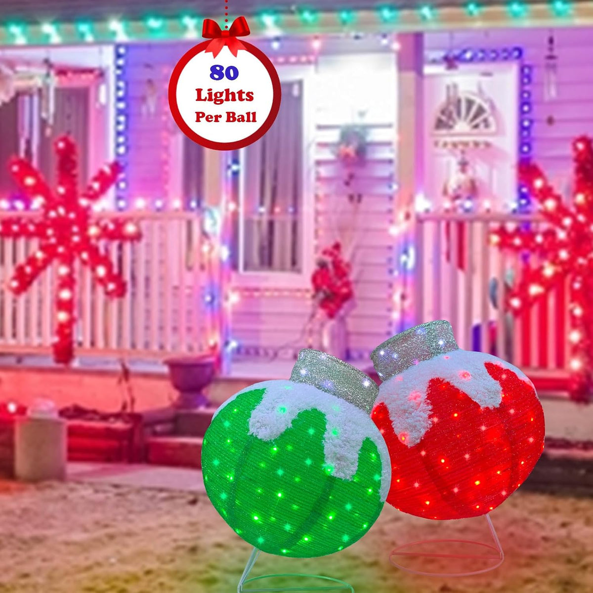 Esferas de Navidad para exteriores iluminadas, 2 adornos de Navidad...
