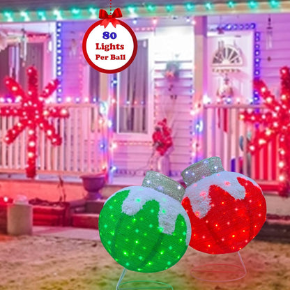 Esferas de Navidad para exteriores iluminadas, 2 adornos de Navidad...
