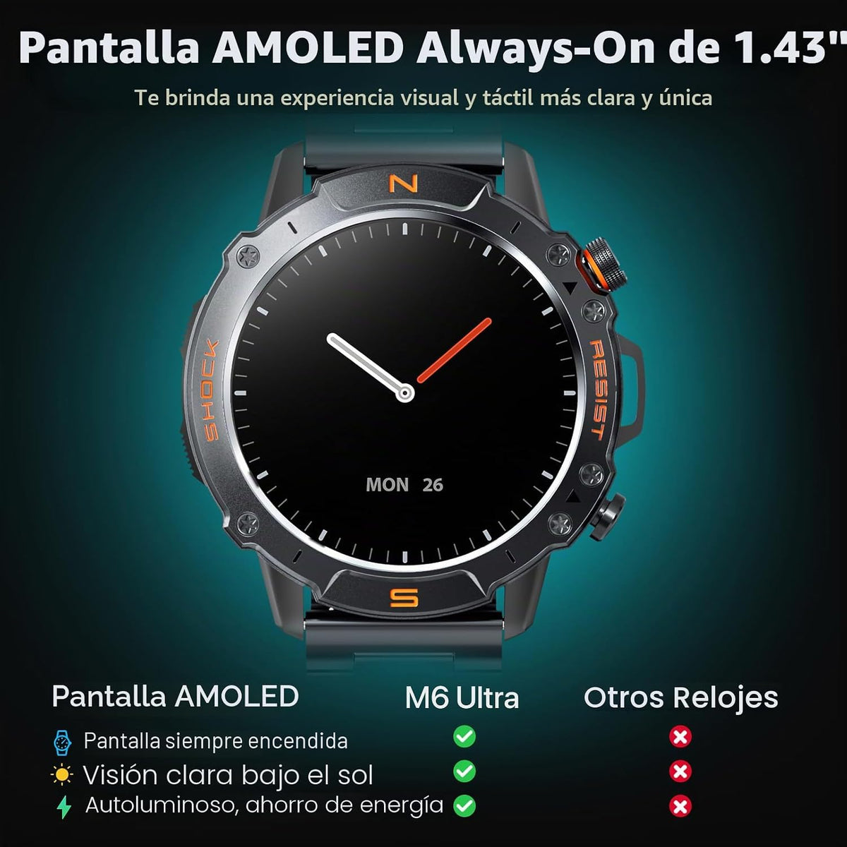 Reloj inteligente resistente para hombres, resistente al agua hasta...