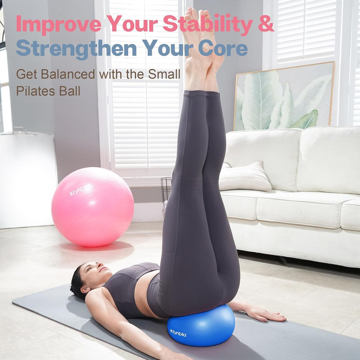 kisnbld Pequeña pelota de ejercicio, mini pelota de pilates de 9 pu...