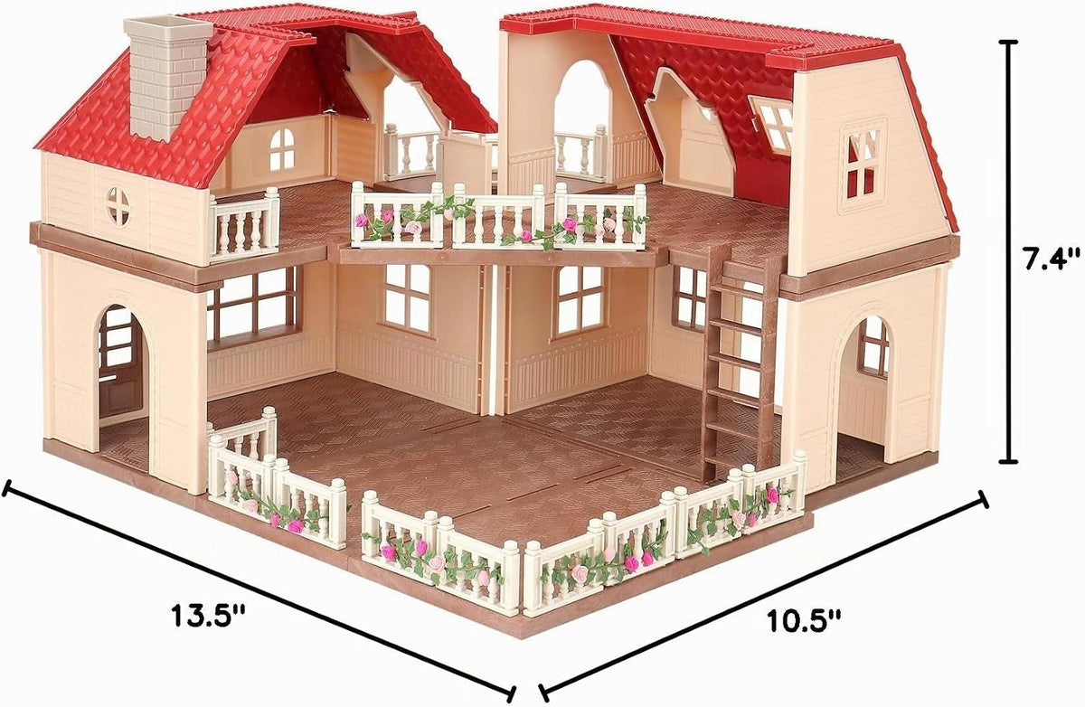 Set de casa de muñecas familiar Cozy Cabin, muebles y accesorios pa...
