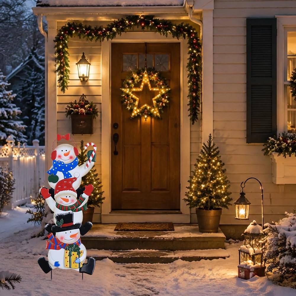 YEAHOME Decoraciones Navideñas para Exteriores, 3 Estacas Decorativ...