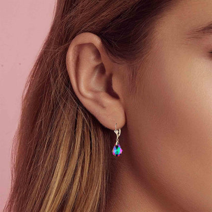 Aretes de cristal austriaco barroco con cierre de palanca para muje...