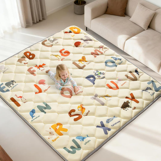 Omzer Alfombra de juego para bebé de 64 x 64 pulgadas para piso, ta...