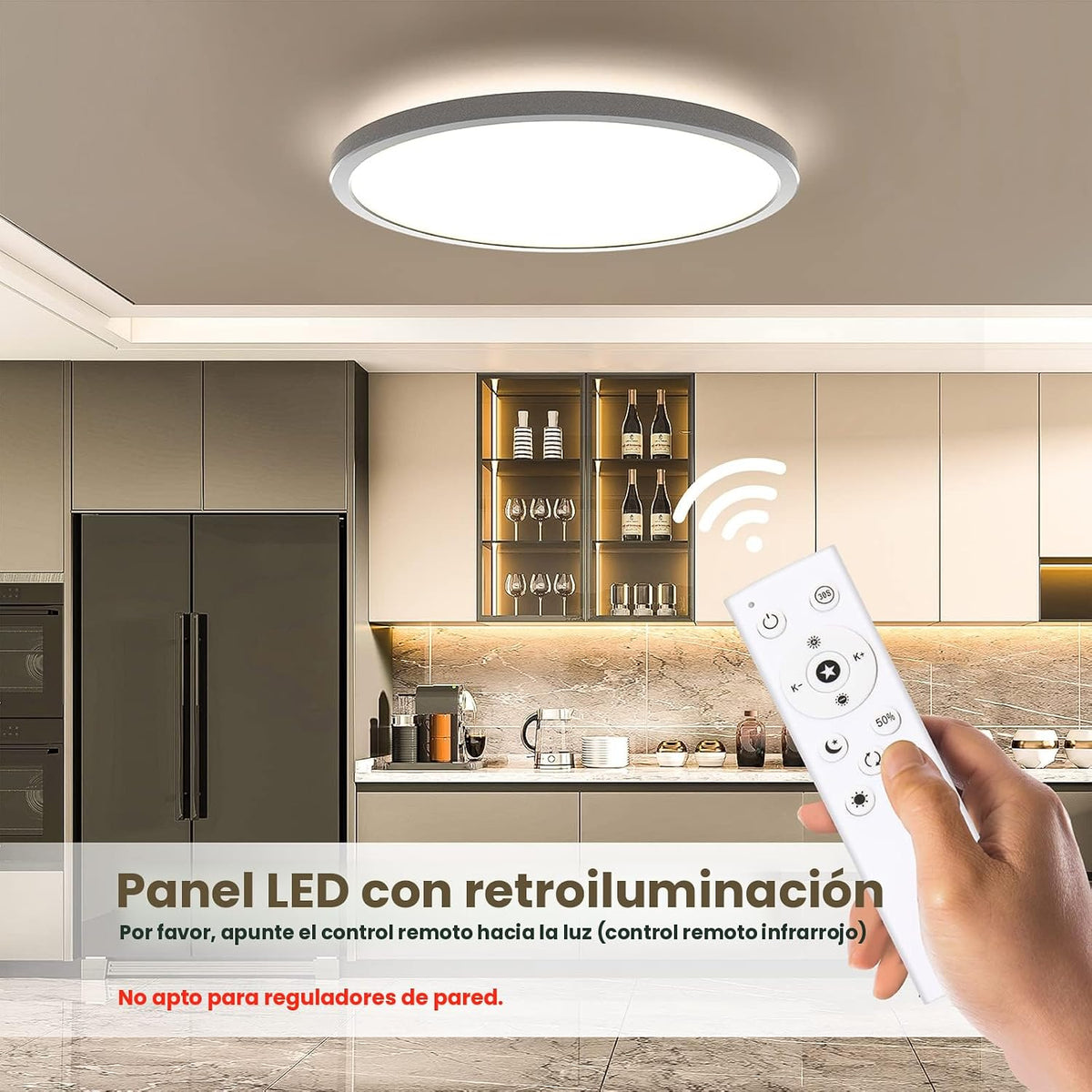 BLNAN Lámpara de techo LED regulable con control remoto, 12 pulgada...