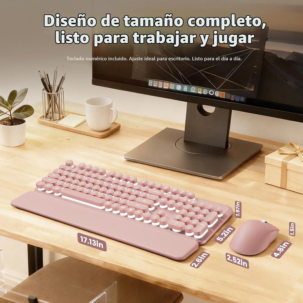 Combo de teclado y mouse inalámbricos retroiluminados, teclado retr...