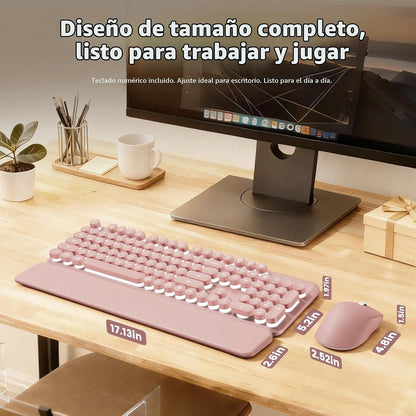 Combo de teclado y mouse inalámbricos retroiluminados, teclado retr...