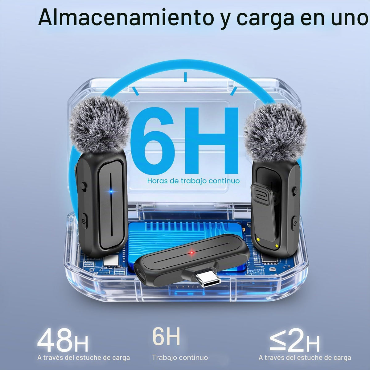 Mini micrófono inalámbrico Lavalier para iPhone, Android con estuch...