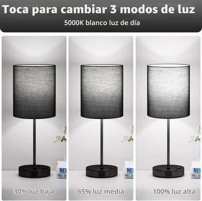 Juego de 2 lámparas táctiles negras de 17.6 pulgadas para dormitori...