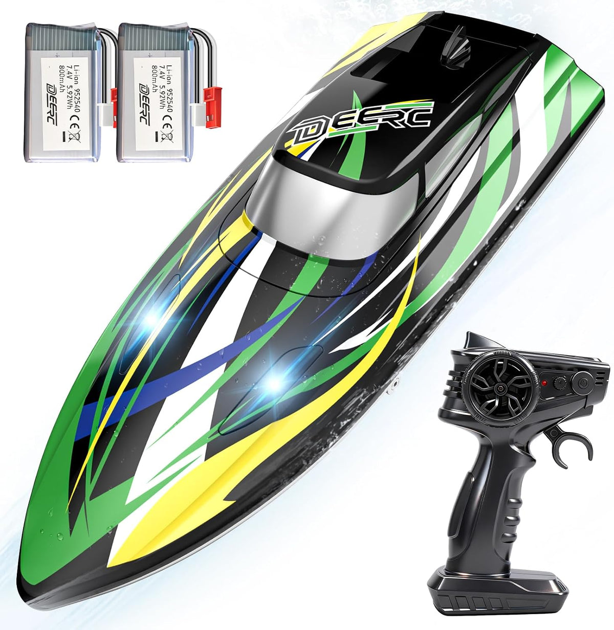 DEERC Barco RC rápido para niños, más de 20 MPH, recuperación de vu...