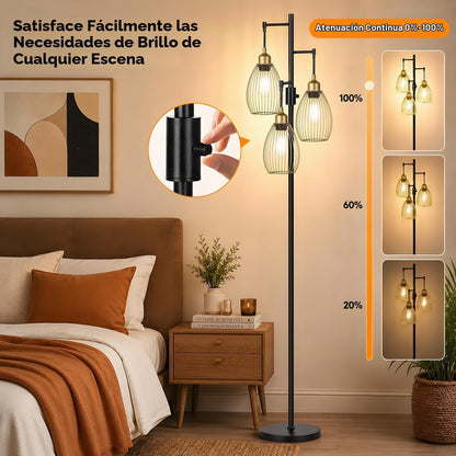 Lámpara de pie regulable, 3 bombillas LED de 800 lm incluidas, lámp...