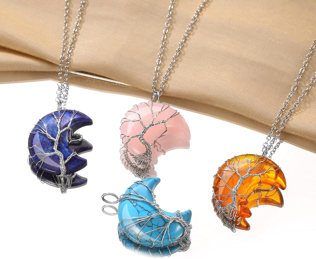 Bestyle Collar de cristal curativo envuelto en árbol de la vida, co...